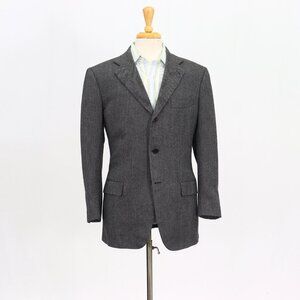 Borrelli 40R Gray Blazer Sport Coat Jacket 3-Button Herringbone Y774